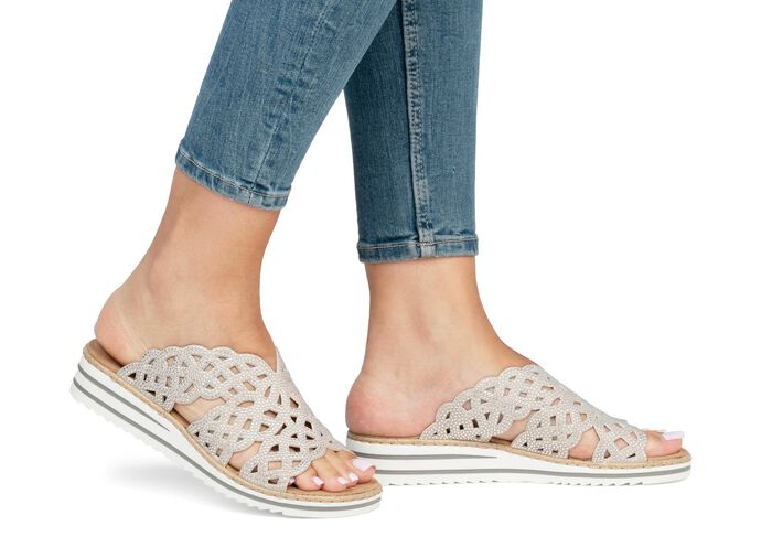 Rieker, schicke Damen-Pantoletten, mit luftigen Durchbr&uuml;chen 